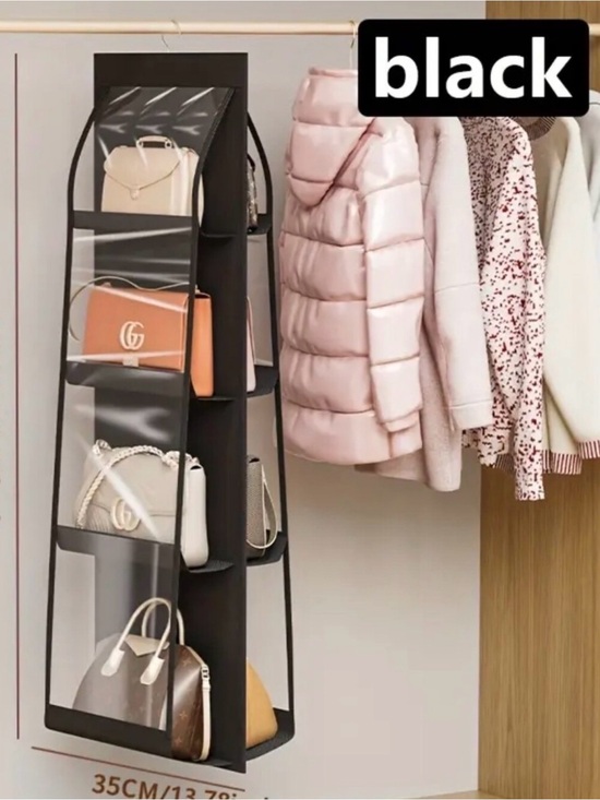 Other - Black Hanging Handbag Organizer for Closet - Sleek Vertical Storage